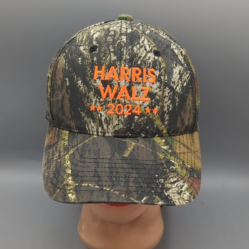 Harris Walz Embroidered Camo 2024 Hat Election campaign Mossy Oak Port Authority